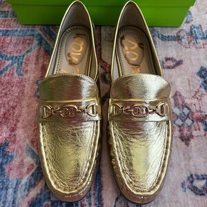 Sam Edelman Metallic Gold Lucca Loafers NIB